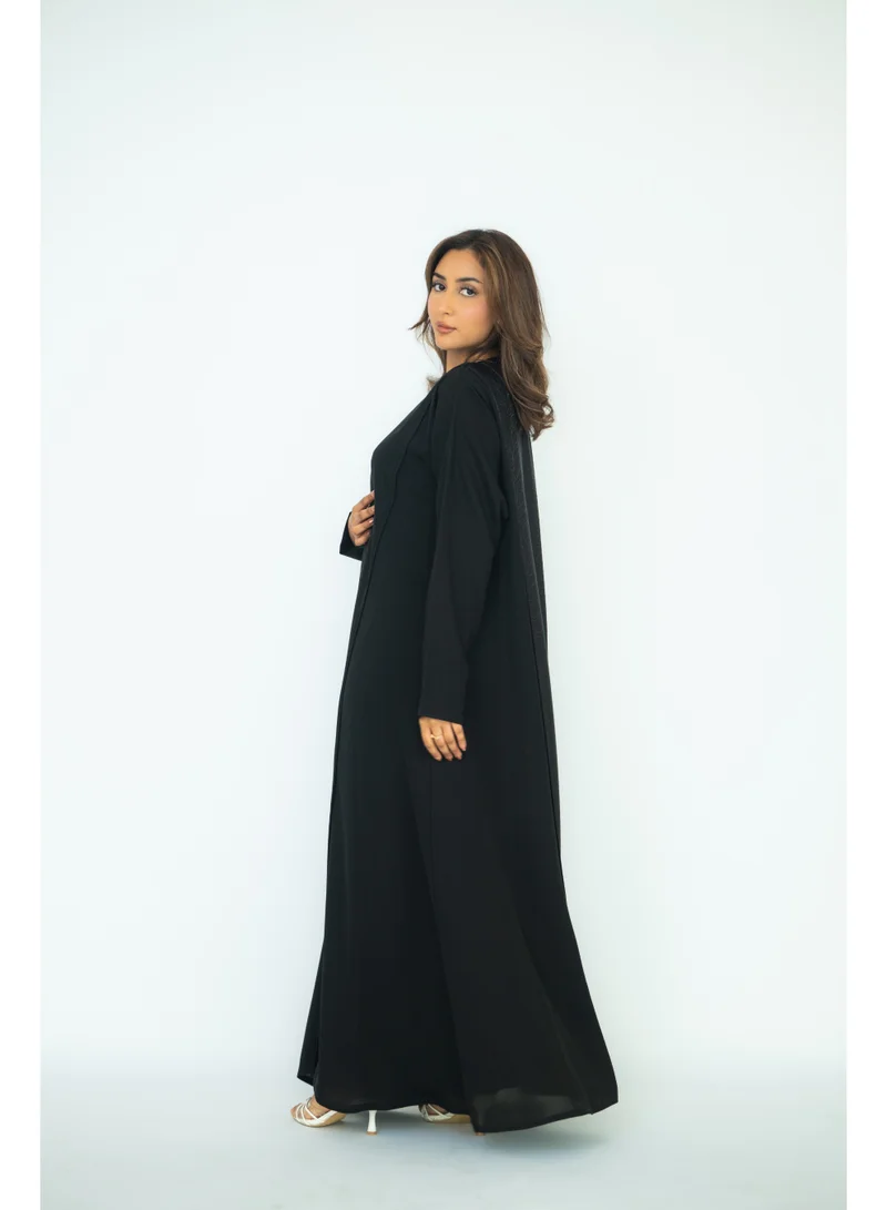 via abaya Internet Abaya with Jacquard and Back Branch Pattern