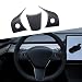 XTnueotr XTnueort for Tesla Model 3Y Steering Wheel Trim Cover for Tesla Model Y3 Interior Decorative Accessories Matt Carbon Fiber Pattern - Image 2