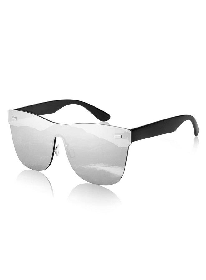 FEISEDY Mirrored Rimless Sunglasses One Piece Lens Reflective Sunglasses for Women Men B2647 - Image 1