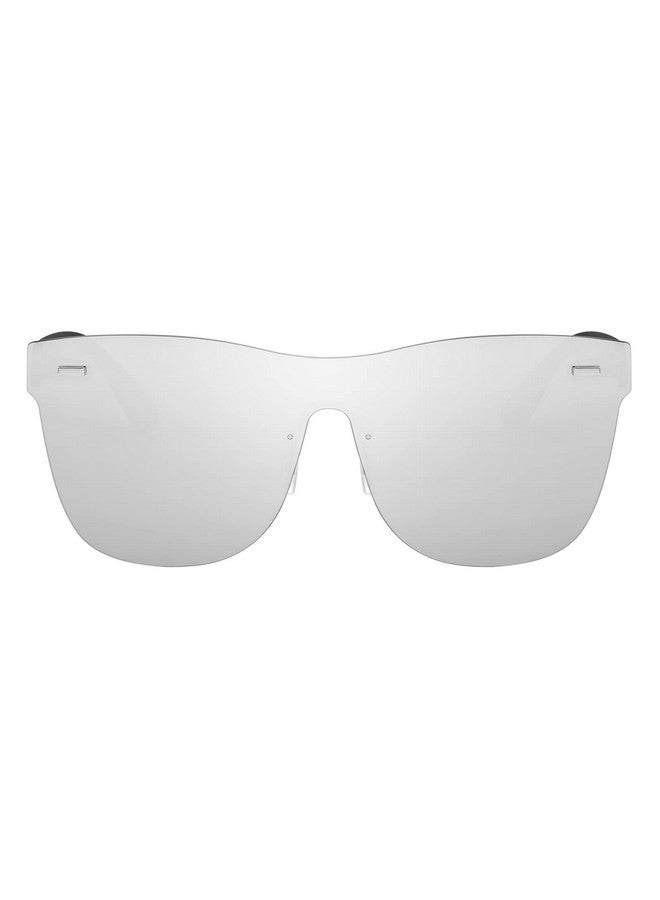 FEISEDY Mirrored Rimless Sunglasses One Piece Lens Reflective Sunglasses for Women Men B2647 - Image 2