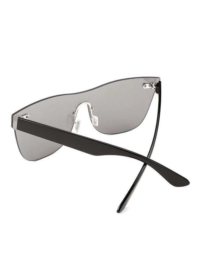 FEISEDY Mirrored Rimless Sunglasses One Piece Lens Reflective Sunglasses for Women Men B2647 - Image 3