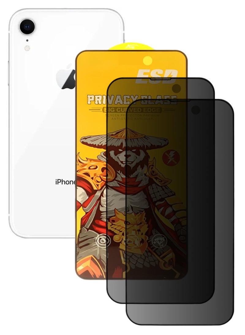 ESD 2 Pieces Tempered Dustproof Privacy Glass Screen Protector Compatible For iPhone XR - Image 1