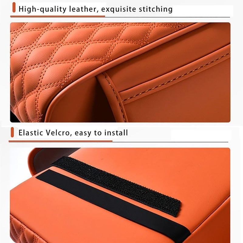 LINGYUE Car Armrest Cushion for Volvo EX30 EX90 S40 S60 S70 S80 S90,Thicken Height Pad Arm Rest Cushion with Pocket Tissue Cup Holder Memory Cotton,Brown - Image 5