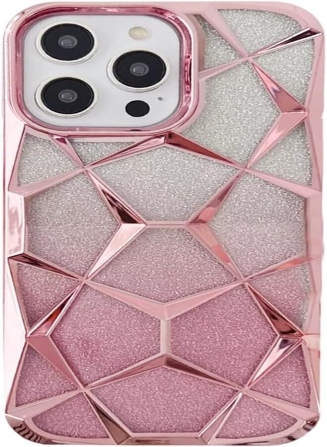 Next Next Store Glitter Gradient Design Case Compatible with iPhone 14 Pro Max - Shockproof Flexible Cover, Stylish and Shiny Design, Dual Use Transparent TPU Silicone - Fashionable and Durable (Pink)