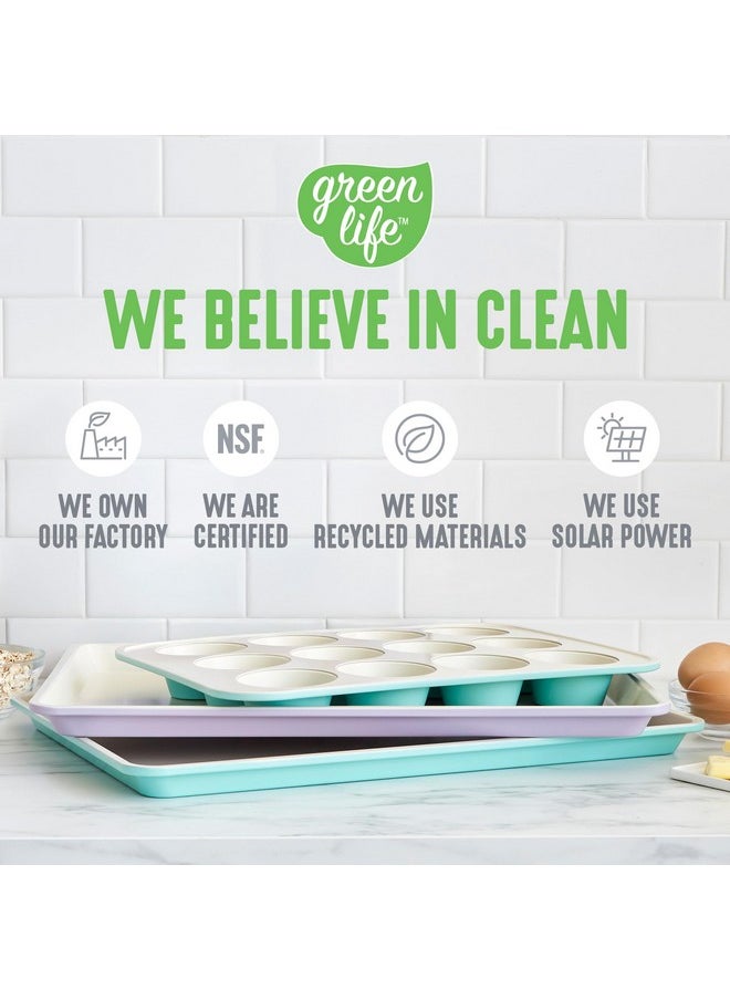GreenLife GreenLife Bakeware 18” x 13” Half Cookie Sheet Baking Pan, Non-Toxic PFAS-Free Healthy Ceramic Nonstick, Oven Safe to 450°F, Easy Release, Even Heating, Easy Clean, Gray  - Image 4