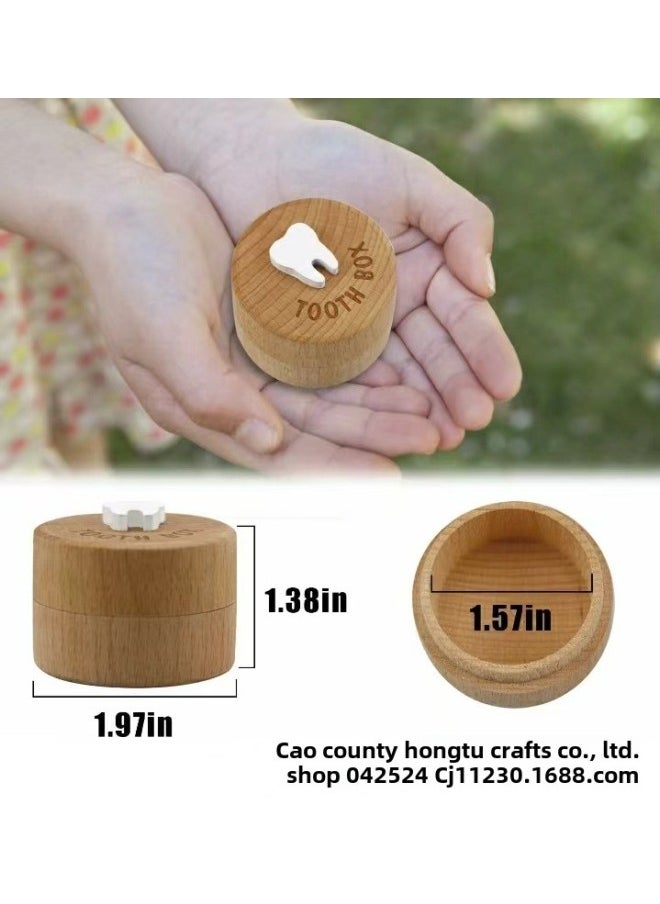 Generic Baby Fetal Hair Commemorative Nipple Box Children Gift Tooth Storage Box Boys And Girls Milk Tooth Collection Box Wooden-Color:Nipple Box Round  - Image 1