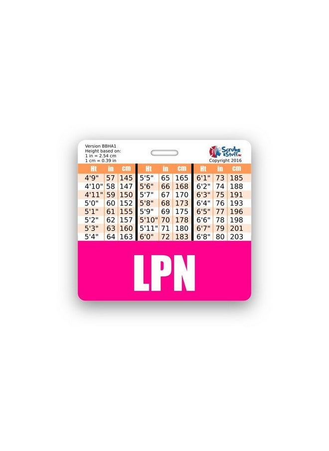Scrubs and Stuff LLC Lpn Badge Buddy Horizontal W/Height & Weight Conversion Charts (Pink)  - Image 2