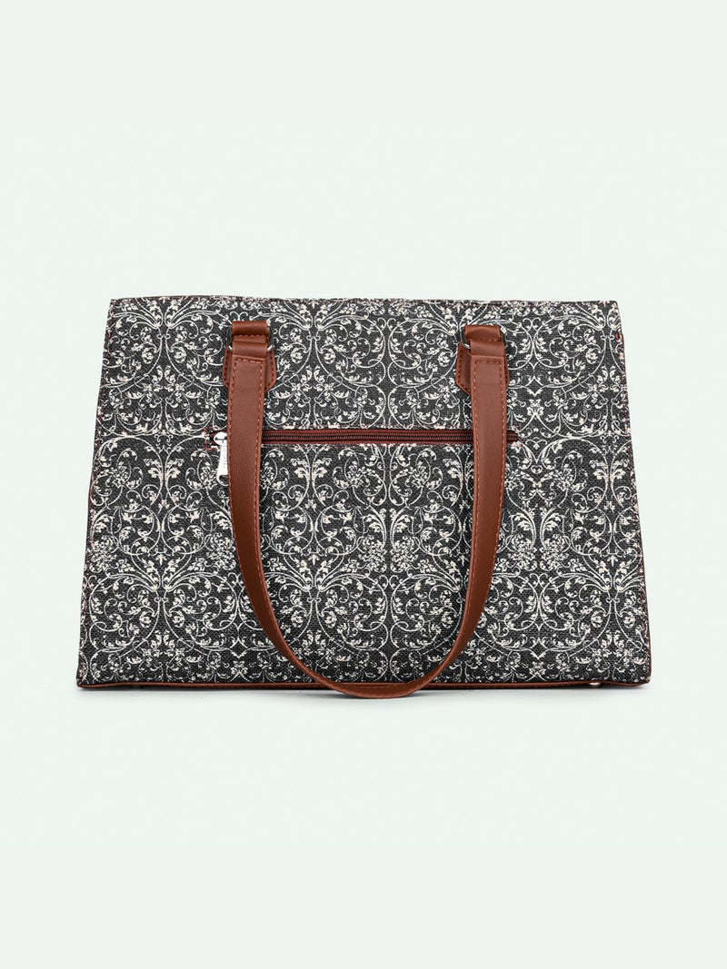 ZOUK Statement Business Bag | Stylish Handbag for Women Office Use | Tote Bags for Woman | Fits 14 Inch Laptop | Water-Resistant | Big Size | Aesthetic Purse | Lattice Lace - Image 5