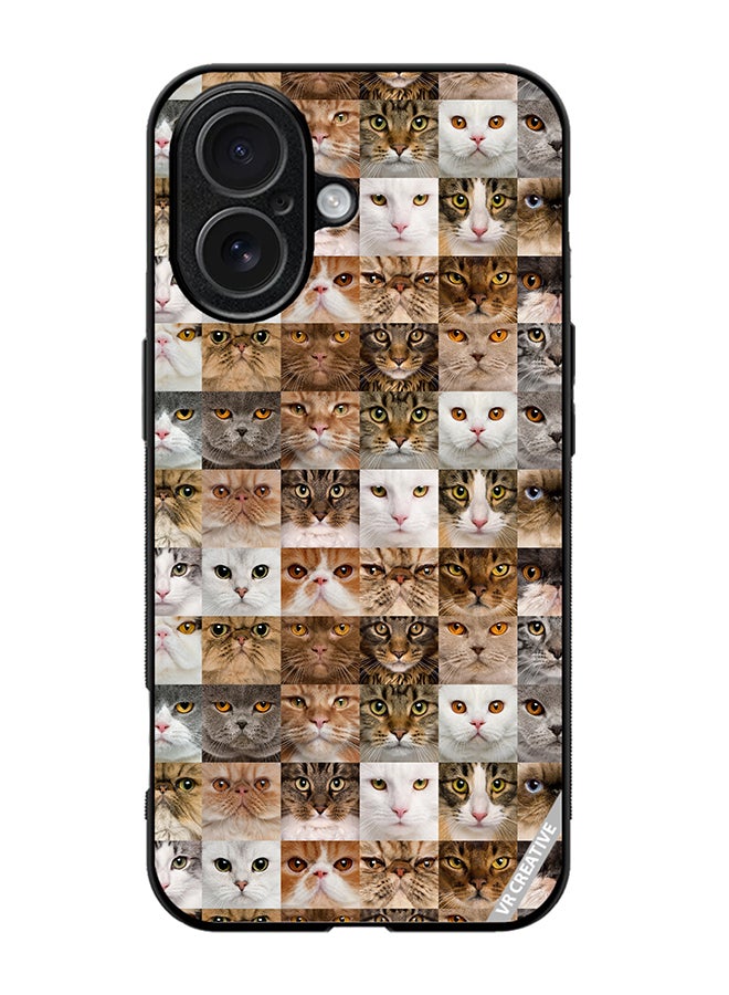 Protective Case Cover For Apple iPhone 17 Cat Faces Design Multicolour