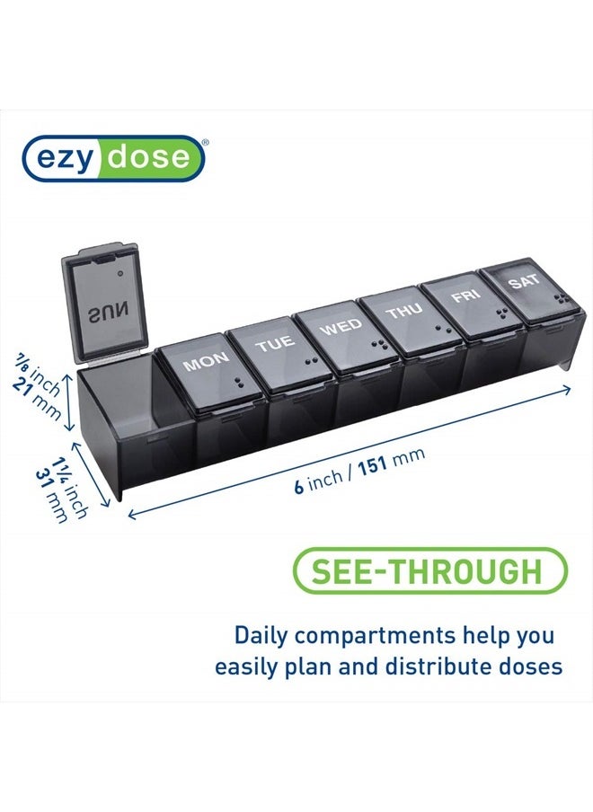 Ezy Dose Weekly (7-Day) Pill Organizer, Vitamin Planner, And Medicine Box, Large Compartments, Black, Made in The USA  - Image 4