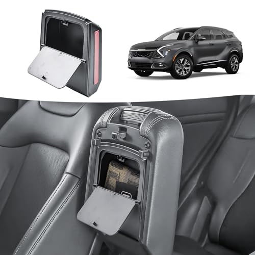HGWEI Hidden Center Console Organizer Compatible with 20232026 Kia Sportage Interior Accessories Lid of Armrest Storage Box NQ5 Secret Compartment Insert Tray Black - Image 1