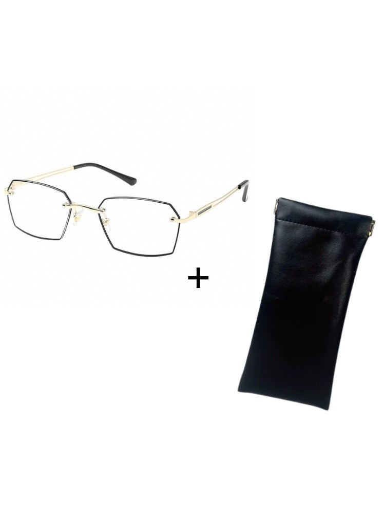 Booma Opticals KRIS + 3.00 Reading Glasses + Case OFFER:  Rimless Optical Prescription Glasses.  & PREMIUM High -End Soft Glasses CASE - Black - Bundle OFFER! - Image 1