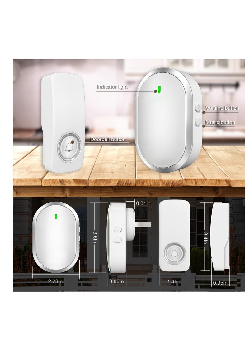 SYOSI - Wireless Doorbell Door Bell Ringer Wireless with 38 Melodies Adjustable Volume& Quiet Modes Plug and Play 1 Receiver&1 Waterproof Push Button for house office classroom - Image 1