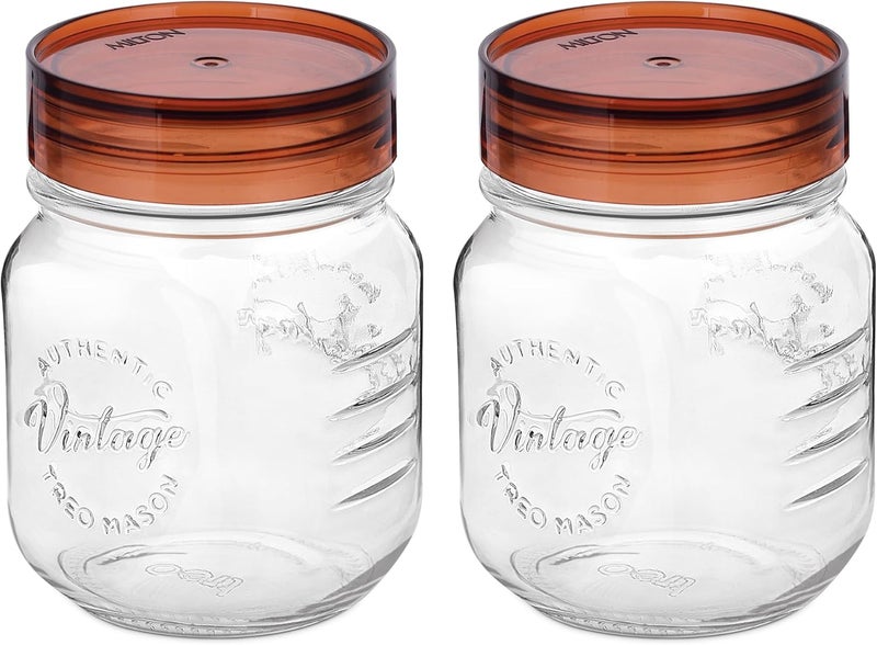 TREO By Milton Vintage Glass Jar with Airtight Lid Kitchen Storage Containers, BPA Free, Glassy Storage Organizer Jar for Food, Spice, Cereals, Cookies, Dry Food, Set of 2, 500ml each - Image 2