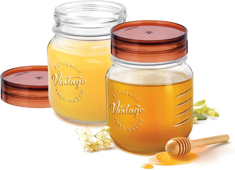 TREO By Milton Vintage Glass Jar with Airtight Lid Kitchen Storage Containers, BPA Free, Glassy Storage Organizer Jar for Food, Spice, Cereals, Cookies, Dry Food, Set of 2, 500ml each - Image 1