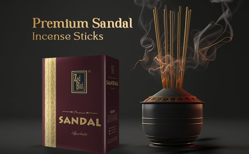Zed Black Premium Sandal Incense Sticks Long Lasting Refreshing Agarbatti Scent Sticks for Everyday Use - Executive Pack (Pack of 12) - Image 4