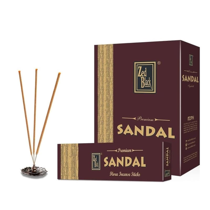Zed Black Premium Sandal Incense Sticks Long Lasting Refreshing Agarbatti Scent Sticks for Everyday Use - Executive Pack (Pack of 12) - Image 1