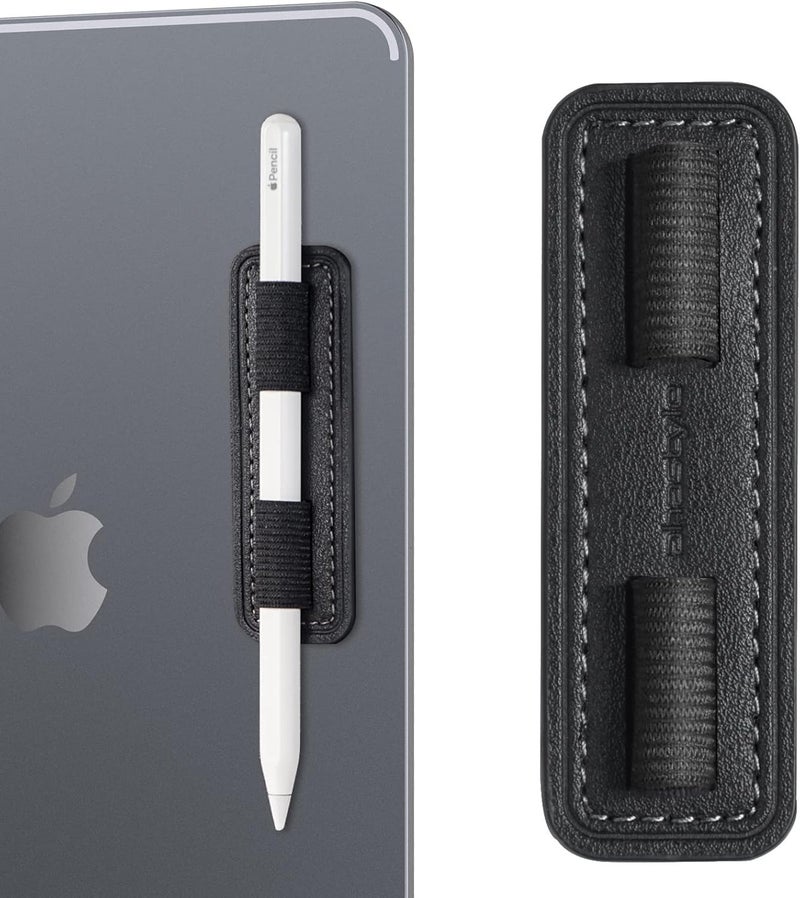 NALACAL حامل قلم قابل للإزالة لـ Apple Pencil Pro وUSB-C والجيلين الأول والثاني، ملصق جلدي قوي اللصق ومرن لأقلام iPad وأقلام اللمس، أسود - Image 1