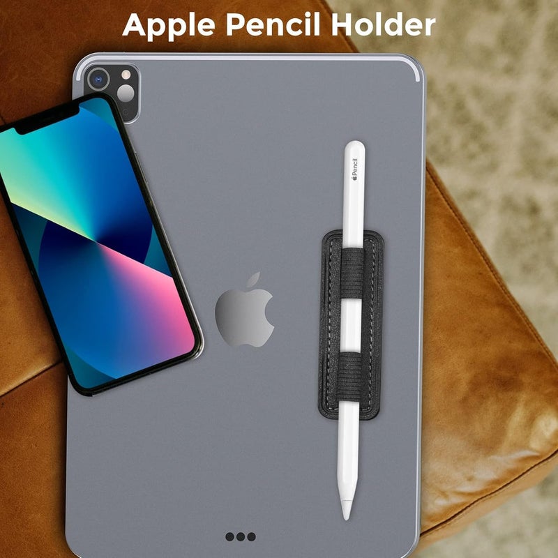 NALACAL حامل قلم قابل للإزالة لـ Apple Pencil Pro وUSB-C والجيلين الأول والثاني، ملصق جلدي قوي اللصق ومرن لأقلام iPad وأقلام اللمس، أسود - Image 2