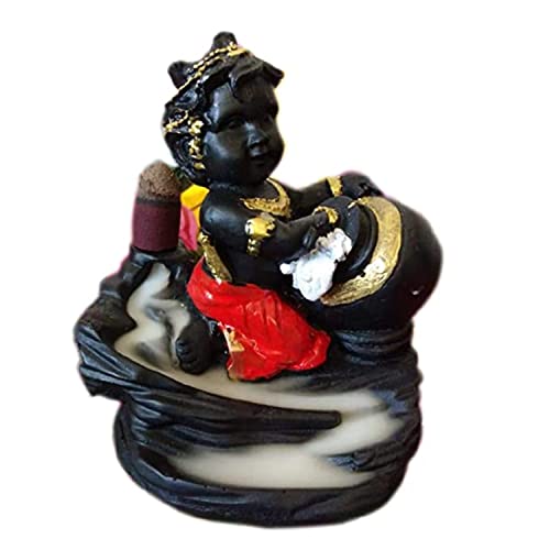 HC VILLA Laddu Gopal Krishna Backflow Incense Holder | Conical Smoke Fountain with 10 Free Scented Cones | Spiritual Decorative Showpiece for Home Temple Living Room Meditation Yoga & Pooja Dcor Gift - Image 2