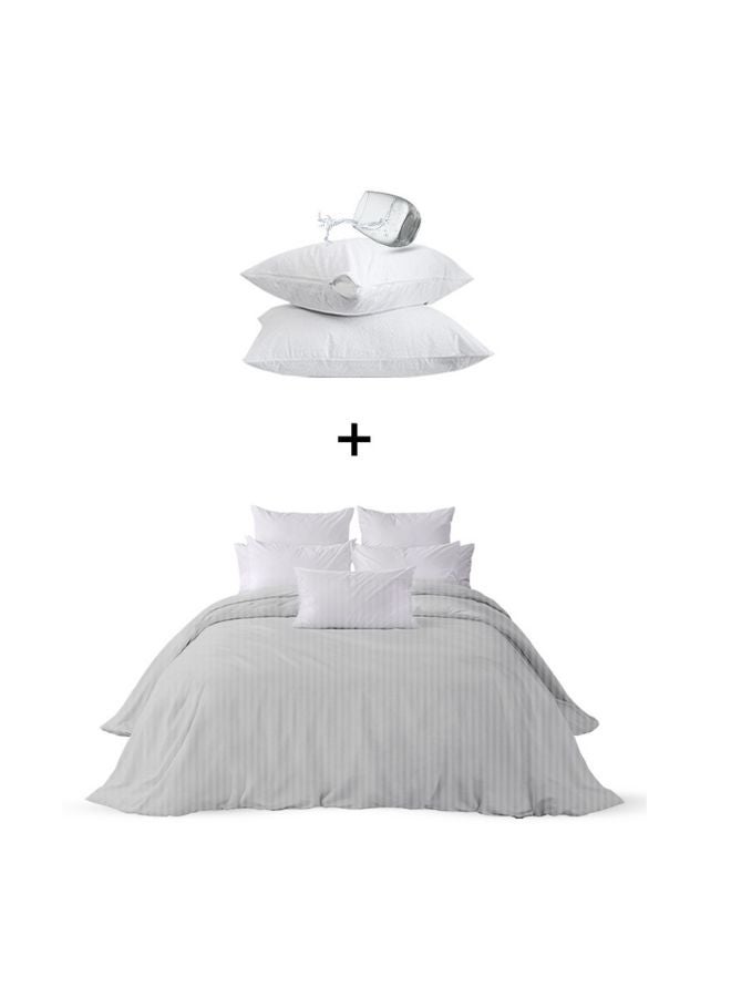 CottonX 200x120cm Grey Hotel Mattress + Insulating Pillowcase and Protector Set 