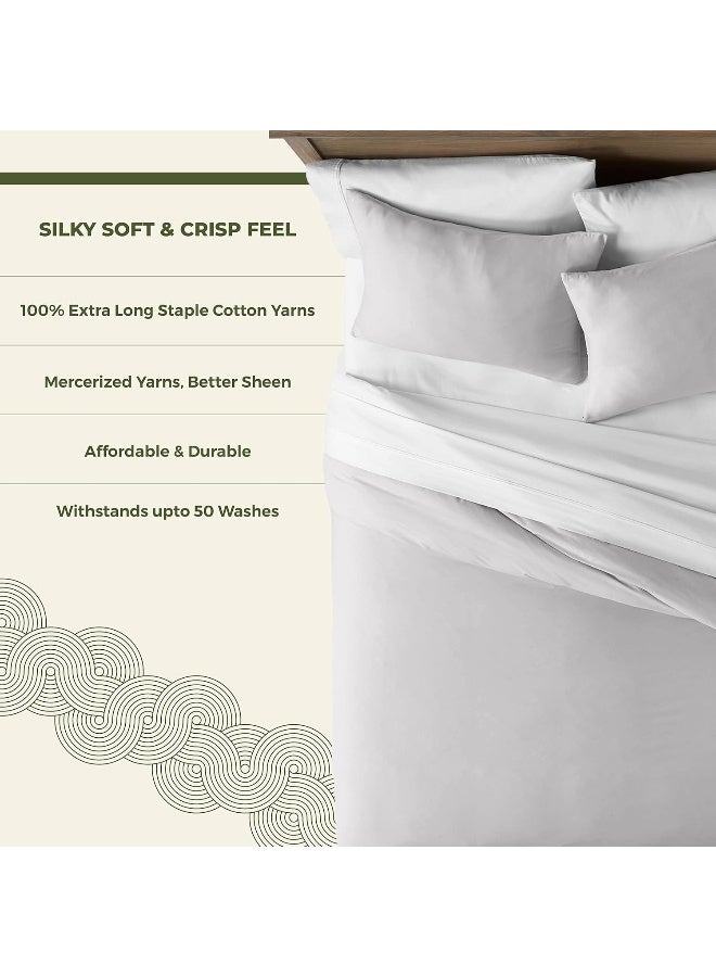 Mayfair Linen Queen/Full Duvet Cover, 600 Thread Count Sateen 3Pc Egyptian Cotton Duvet Cover Set, 100% Pure Cotton Comforter Cover, 2 Pillow Shams, Zipper Closure, 7 Corner Ties - (Silver) - Image 2