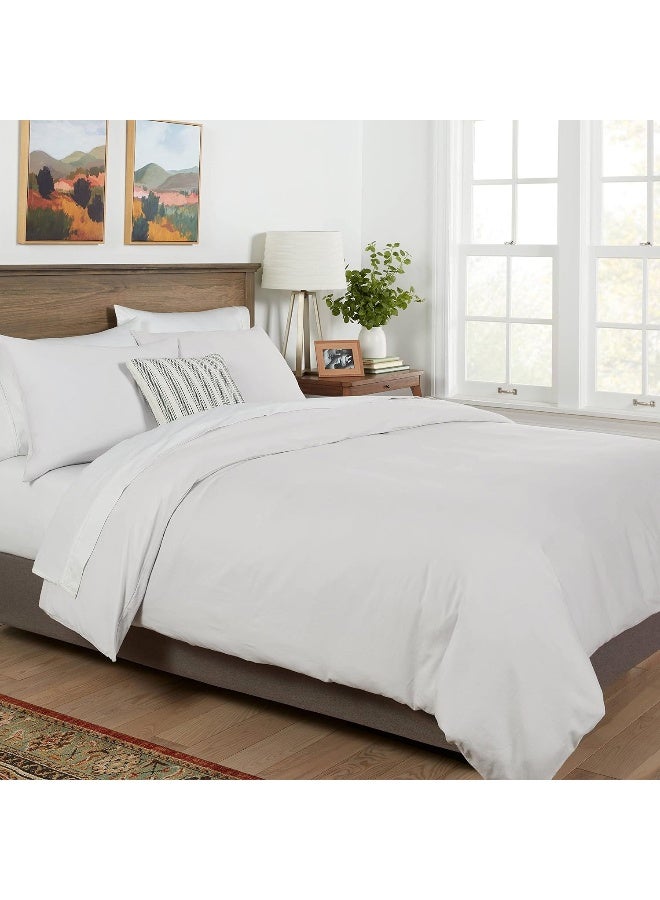 Mayfair Linen Queen/Full Duvet Cover, 600 Thread Count Sateen 3Pc Egyptian Cotton Duvet Cover Set, 100% Pure Cotton Comforter Cover, 2 Pillow Shams, Zipper Closure, 7 Corner Ties - (Silver) - Image 1