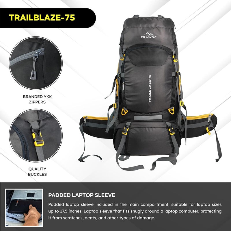 TRAWOC TRAILBLAZE 75L Rucksack for Outdoor Adventures - Image 2