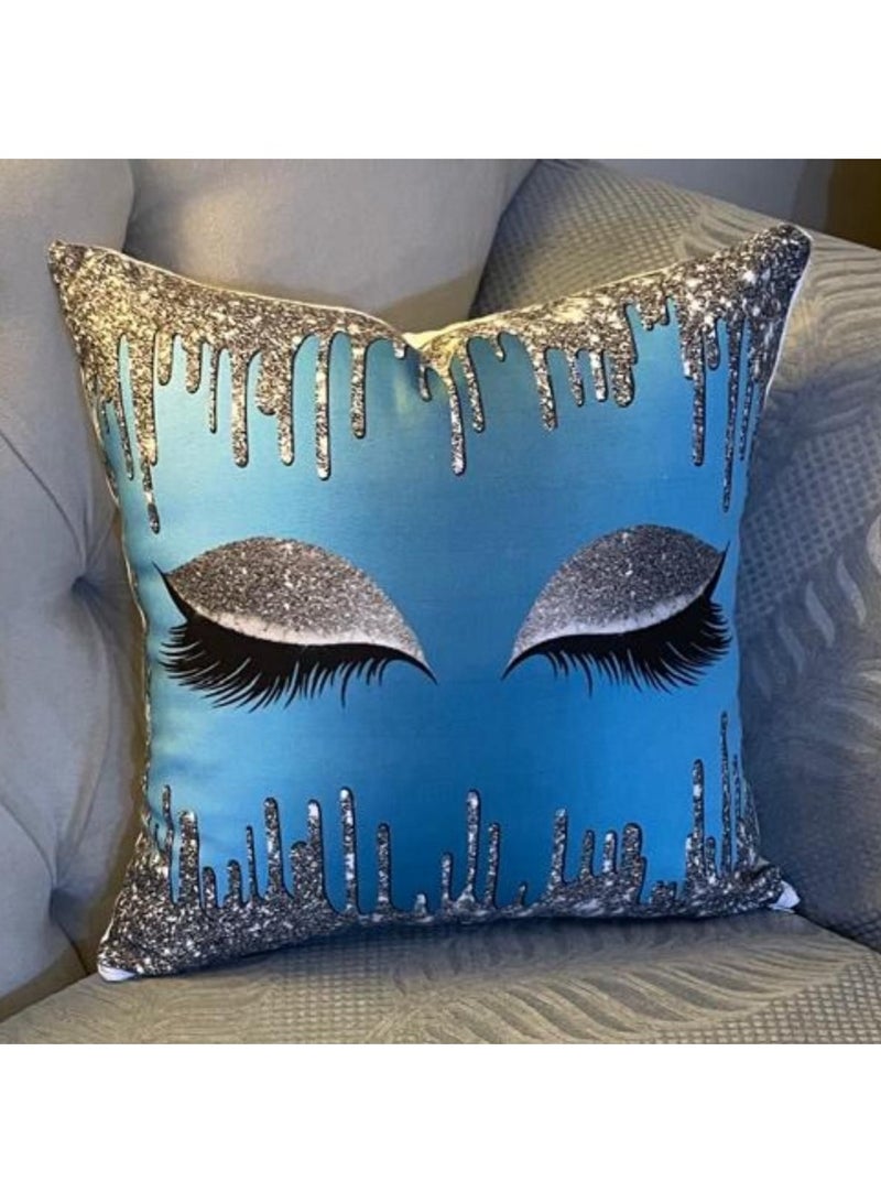 cushion cover - cotton & linen - bright sky blue - Image 1