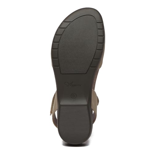 Athlefit Women's Closed Toe Sandals Comfort Cork Footbed Arch Support Flat Sandals Brown Size 8 - Image 3