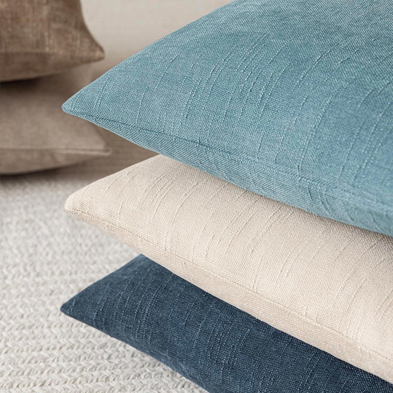 Foindtower Pack of 2 Soft Textured Chenille Throw Decorative Pillow Covers Square Accent Solid Cushion Cover Neutral Lumbar Pillow Case for Couch Sofa Bedroom Living Room 12x20 Inch,Light Blue - Image 5