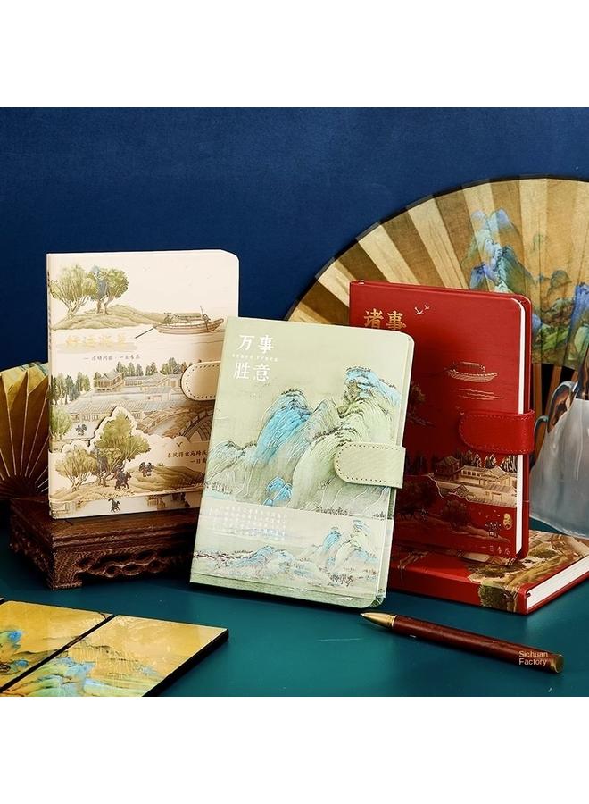 Bluejw Qianli Jiangshan Antique Notebook Handbook Suit Gift Box National Tide Chinese Style Retro Simple Conference Business - Image 2