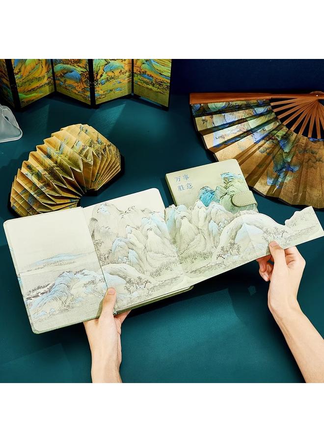 Bluejw Qianli Jiangshan Antique Notebook Handbook Suit Gift Box National Tide Chinese Style Retro Simple Conference Business - Image 3