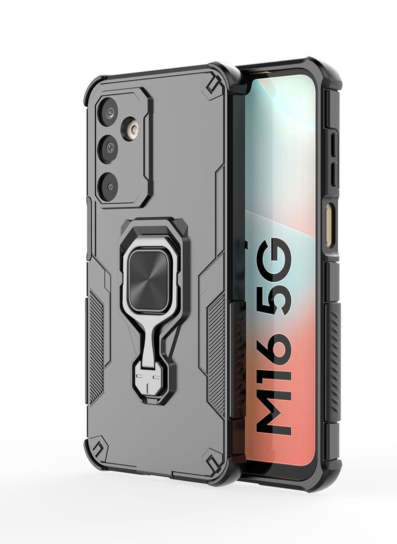 Case for Samsung Galaxy M16 / F16 with Kickstand, PC+TPU Dual-Layer Hybrid Protection Back Cover,Black - Image 1