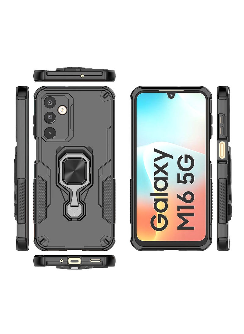 Case for Samsung Galaxy M16 / F16 with Kickstand, PC+TPU Dual-Layer Hybrid Protection Back Cover,Black - Image 2