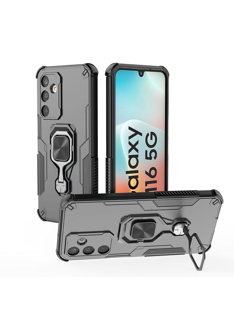Case for Samsung Galaxy M16 / F16 with Kickstand, PC+TPU Dual-Layer Hybrid Protection Back Cover,Black - Image 3