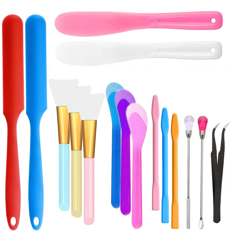 Silicone Stir Sticks Kit 16Pcs Silicone Epoxy Brush Silicone Stirring Tool Mixing Spoon Silicone Scraper DIY Crafts Tool for Resin Epoxy Liquid Paint
