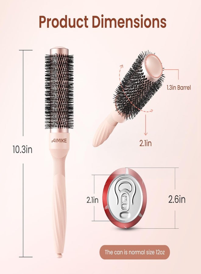 AIMIKE Round Brush for Blow Out, Rose Luxe Small Round Hair Brush w/Nano Thermal Ceramic Tech, for Blow Drying & Styling Volumizing Short Hair, with 4 Clips (Barrel 1.3", Bristle 2.1") - Image 2