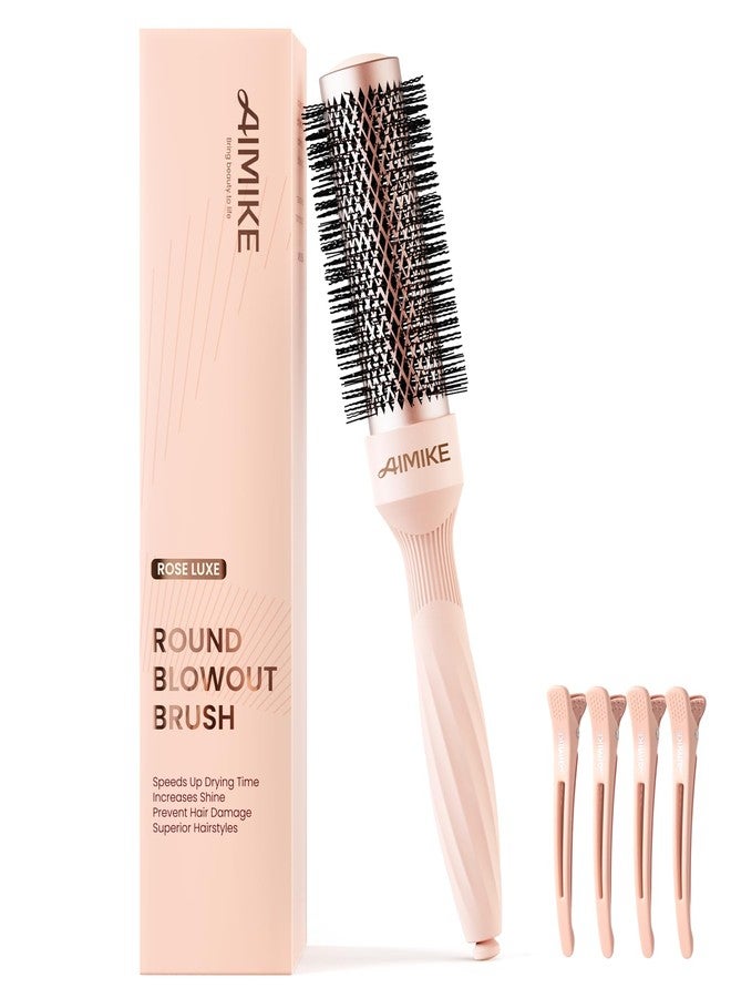 AIMIKE Round Brush for Blow Out, Rose Luxe Small Round Hair Brush w/Nano Thermal Ceramic Tech, for Blow Drying & Styling Volumizing Short Hair, with 4 Clips (Barrel 1.3", Bristle 2.1") - Image 1