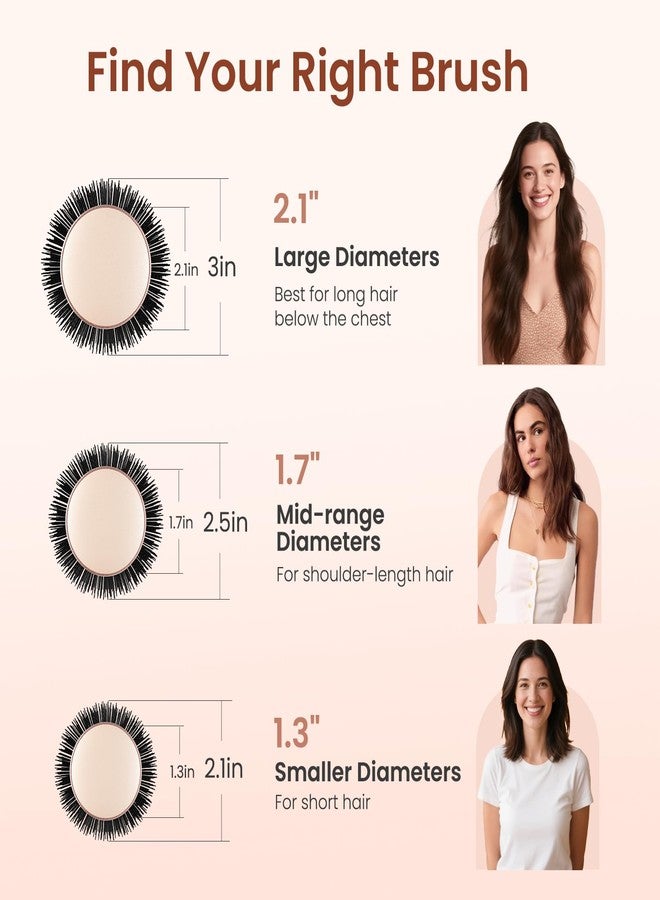 AIMIKE Round Brush for Blow Out, Rose Luxe Small Round Hair Brush w/Nano Thermal Ceramic Tech, for Blow Drying & Styling Volumizing Short Hair, with 4 Clips (Barrel 1.3", Bristle 2.1") - Image 3