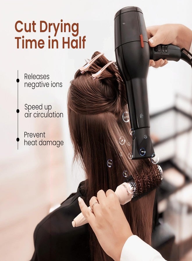 AIMIKE Round Brush for Blow Out, Rose Luxe Small Round Hair Brush w/Nano Thermal Ceramic Tech, for Blow Drying & Styling Volumizing Short Hair, with 4 Clips (Barrel 1.3", Bristle 2.1") - Image 4