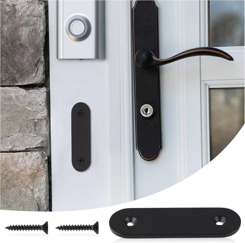 SHUS LIVE Doorbell Cover Plate, Metal Doorbell Blanking Plate Cover, Doorbell Button Cover Chime Guard Plate, Doorbell Faceplate Hole Cover for Wall Outside, Weather Resistant, Aesthetic Decoration - Black - Image 2