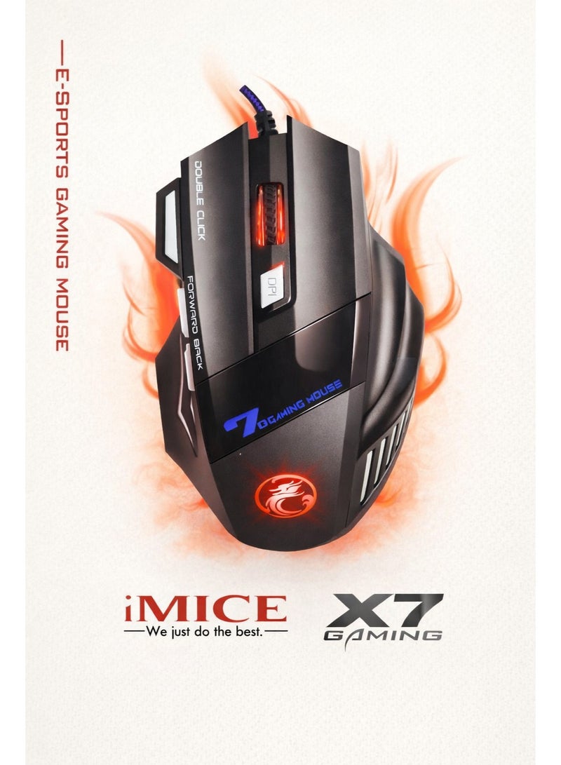 iMICE X7 Sports Gaming Mouse Wired – High Precision Optical Sensor, Ergonomic Design, LED Lighting, USB Gaming Mouse for PC & Laptop - Image 1
