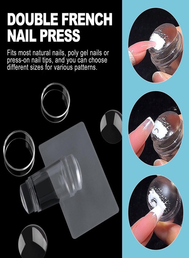 CoguZed 5-Piece Clear Silicone Nail Stamper Kit- Designed for French manicure application on various nail shapes including almond, square, and coffin styles - Image 3