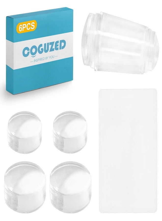 CoguZed 5-Piece Clear Silicone Nail Stamper Kit- Designed for French manicure application on various nail shapes including almond, square, and coffin styles - Image 1