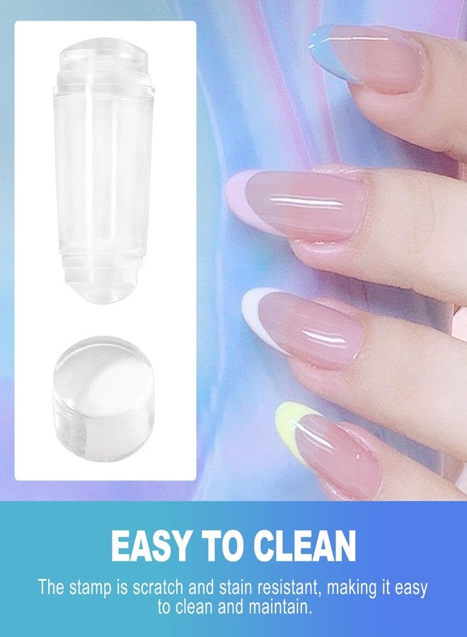 CoguZed 5-Piece Clear Silicone Nail Stamper Kit- Designed for French manicure application on various nail shapes including almond, square, and coffin styles - Image 4