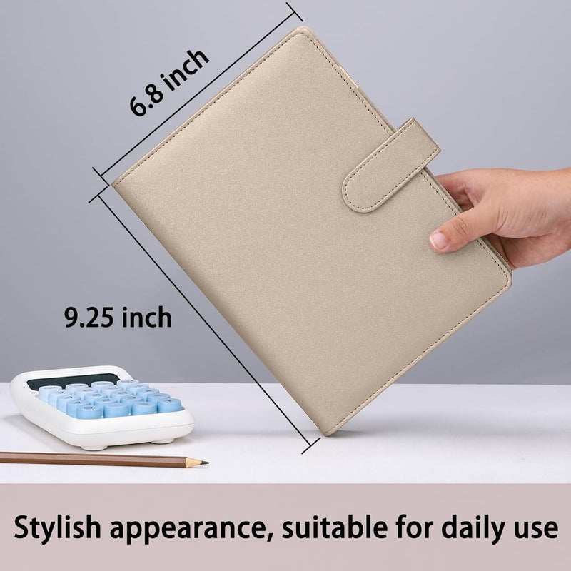 Antner A5 Binder 6 Ring Refillable Notebook Budget Planner Cover for Cash Organizer, PU Leather Loose Leaf Kpop Photocard Holder Small Binder for A5 Planner Inserts with Magnetic Buckle, Glitter Gold - Image 5