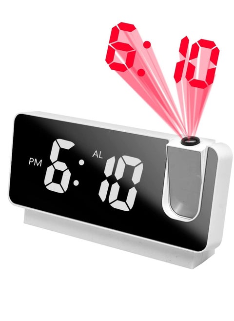 Digital Alarm Clock For Bedroom With Usb Charger Port Digital Clock With 180° Projector On Ceiling 12/24h Snooze Dual Alarm Clock For Heavy Sleeper Kids Elderly