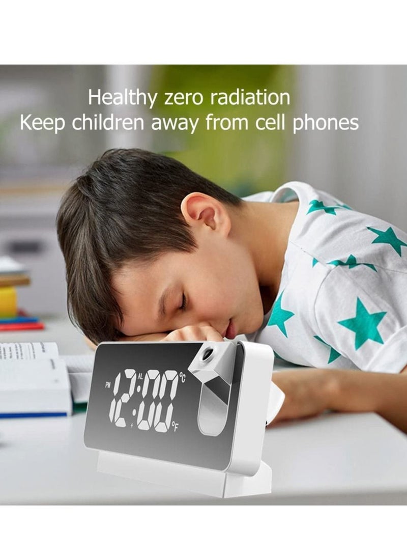 Digital Alarm Clock For Bedroom With Usb Charger Port Digital Clock With 180° Projector On Ceiling 12/24h Snooze Dual Alarm Clock For Heavy Sleeper Kids Elderly