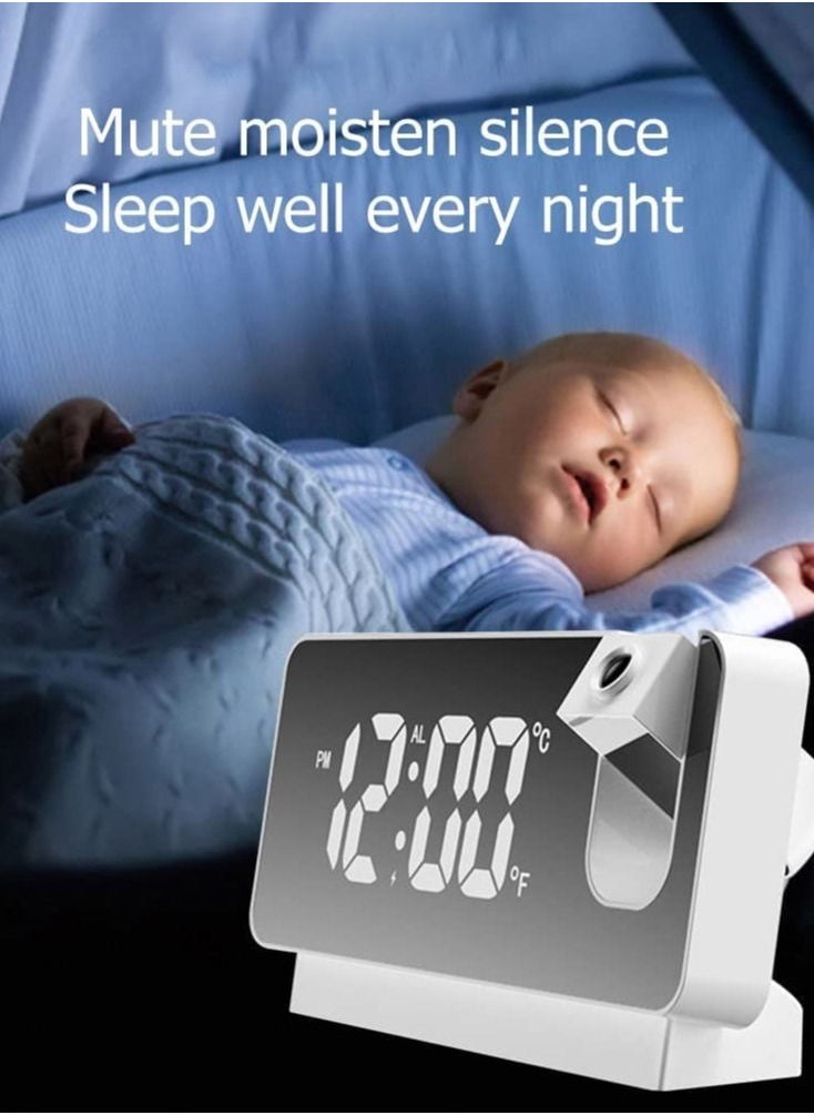 Digital Alarm Clock For Bedroom With Usb Charger Port Digital Clock With 180° Projector On Ceiling 12/24h Snooze Dual Alarm Clock For Heavy Sleeper Kids Elderly